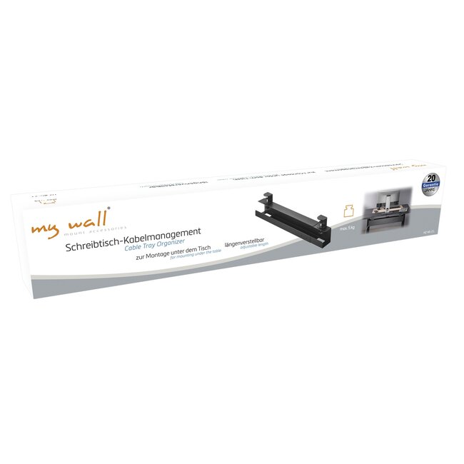 My Wall bureau kabelgoot met klembevestiging | 80/100/120 x 12,8cm | zwart