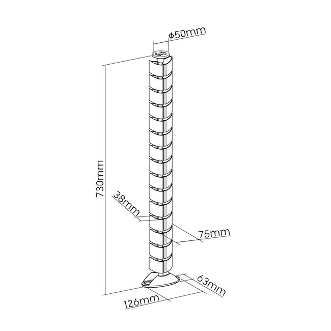 My Wall flexibele bureau kabelgoot | schroefbevestiging | 73 cm | zwart