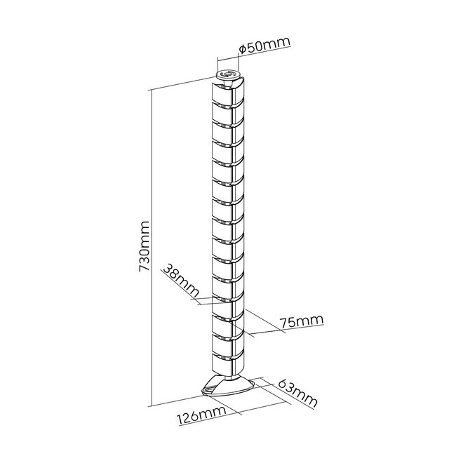 My Wall flexibele bureau kabelgoot | schroefbevestiging | 73 cm | wit