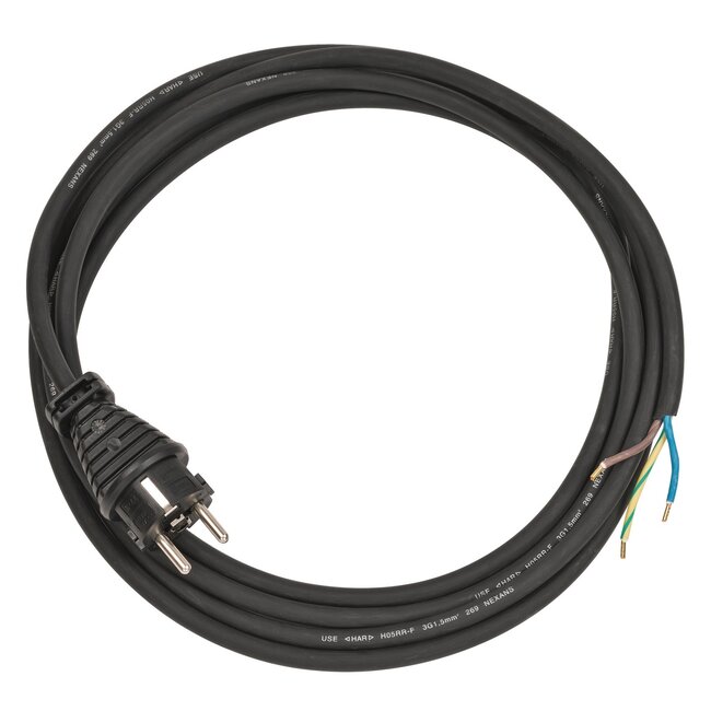 Brennenstuhl CEE 7/7 - 3-aderig open eind stroomkabel | 3x 1,5mm | IP44 | zwart | 3 meter