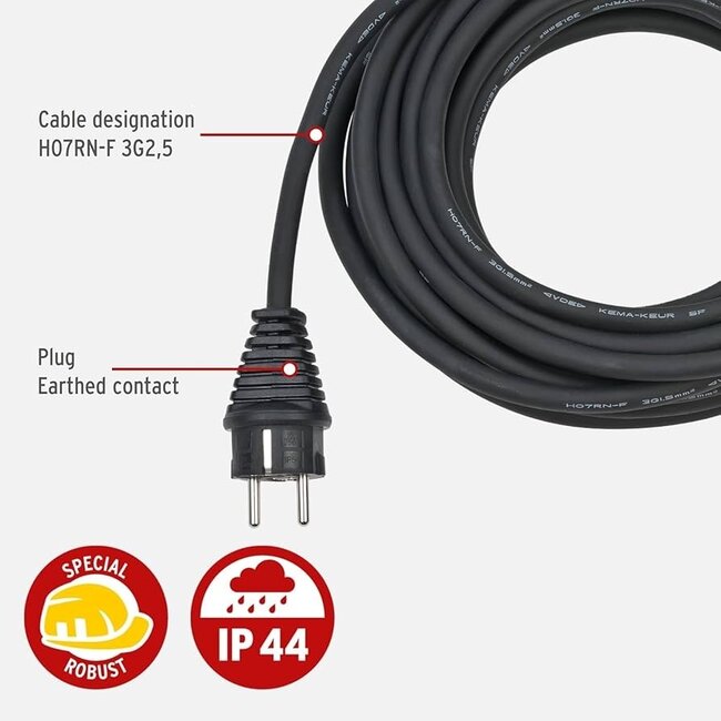 Brennenstuhl bouwplaats stroom verlengkabel | IP44 | 3x 2,50mm | zwart | 25 meter