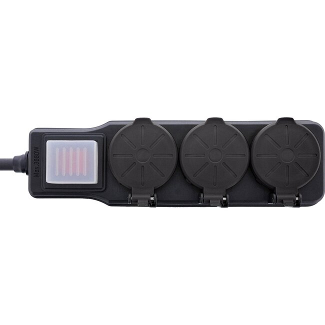 IP44 outdoor stekkerdoos met 3 contacten | schakelaar | 5 meter