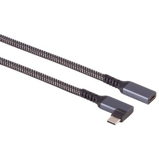 S-Impuls USB-C verlengkabel | haaks (links/rechts) | USB3.1 10 Gbps | PD 100W | 4K 60Hz | nylon | 0,50 meter