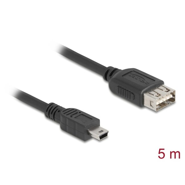 Delock USB 2.0 Cable USB Type Mini-B male to EASY USB Type-A female 5 m