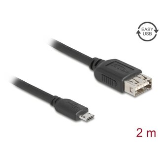 DeLOCK Delock USB 2.0 Kabel EASY USB Typ Micro-B Stecker zu EASY USB Typ-A Buchse 2 m