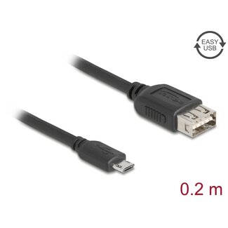 DeLOCK Delock USB 2.0 Kabel EASY USB Typ Micro-B Stecker zu EASY USB Typ-A Buchse 0,2 m