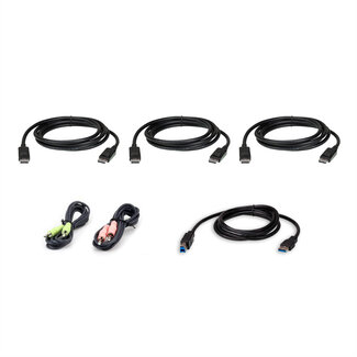 Aten ATEN 2L-7D02UDPX6 1,8 M USB DisplayPort Triple Display KVM Kabel Set , zwart, 1,8 m