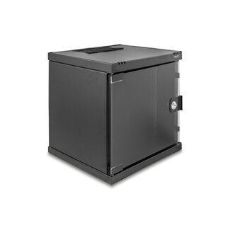 DeLOCK Delock 10″ Network Cabinet 6U with glass door for stand or wall mounting, 240 mm depth, load capacity 30 kg, 330 x 312 x 300 mm, black