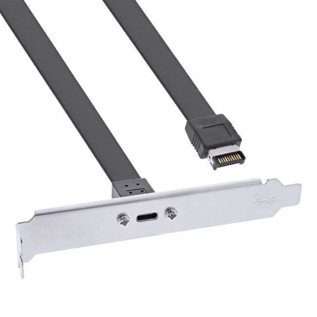 InLine® PCI-slothouder, USB-C naar USB 3.2 voorpaneel Key-A intern, 0,5m