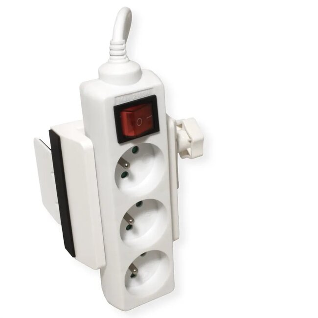 Value stekkerdoos bureaubevestiging | schroefklem | tafelpootdikte tot 90mm | wit