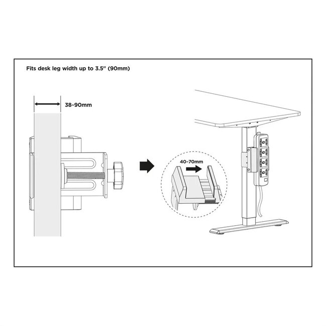 Value stekkerdoos bureaubevestiging | schroefklem | tafelpootdikte tot 90mm | wit