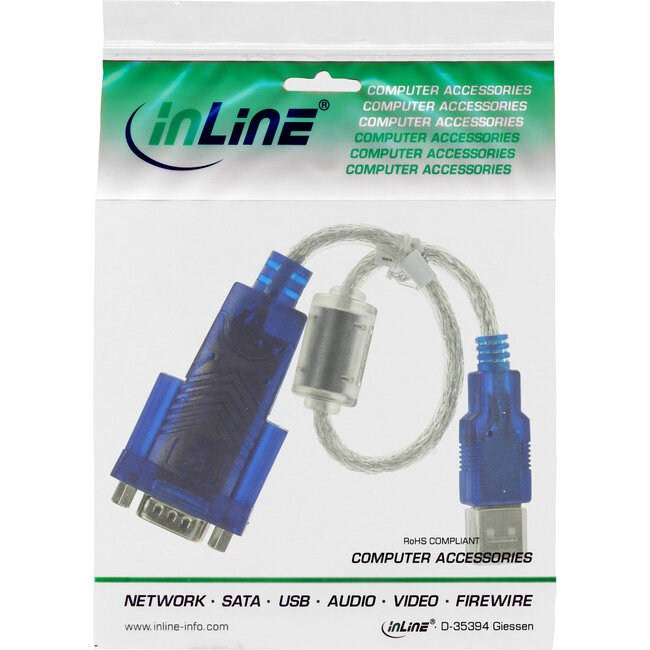 InLine® USB naar seriële adapterkabel Premium, male A naar 9-polige Sub D male