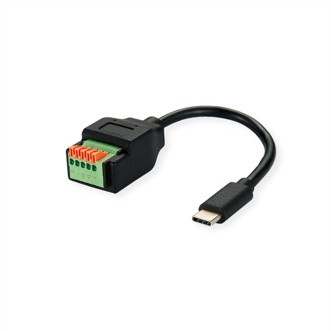 ROLINE kabeladapter USB Type-C stekker naar 5-polig aansluitblok, (drukknoppen)