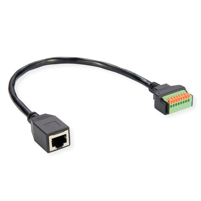 ROLINE kabeladapter RJ45 aansluiting naar aansluitblok , (drukknoppen), 15 cm