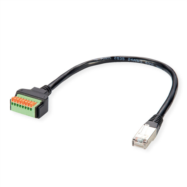 ROLINE-kabeladapter RJ45-stekker naar aansluitblok, (drukknoppen), 15 cm
