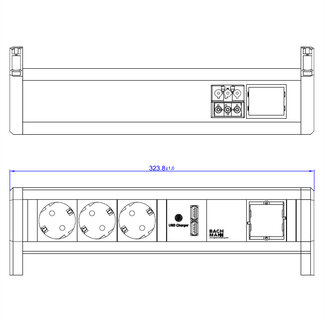 Bachmann BACHMANN Desk1 1xUSBCharger 3xSchutzkontakt, 1xABD