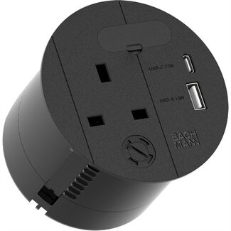 Bachmann BACHMANN LOOP IN CHARGE UK USB A/C22W, Zuleitung 2,0m H05VV-F3G1,5mm² Durchfrg.