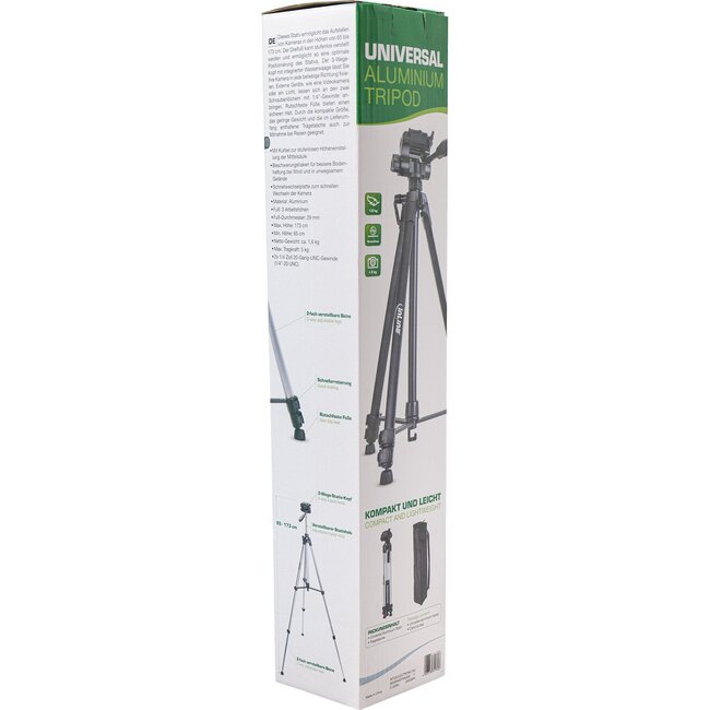 InLine lichtgewicht camera tripod | max. 1,73m | aluminium/zwart