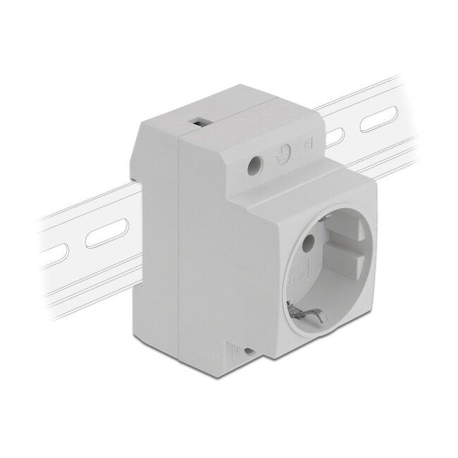 Delock Power Socket with a Side Grounding Contact for DIN Rail