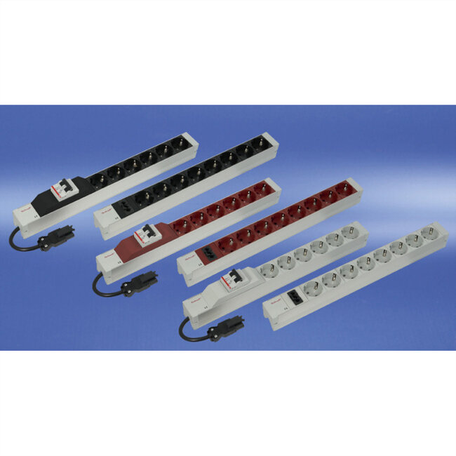 SCHROFF contactdoosstrook, SCHUKO, met Wieland®-ingang, 19", wit