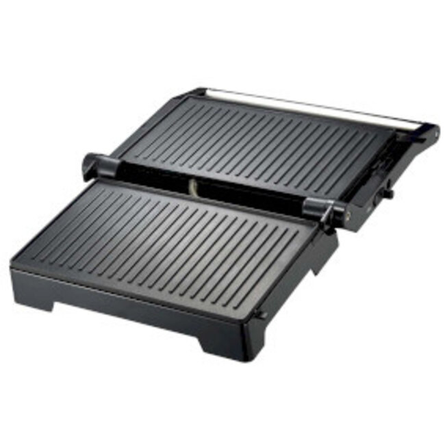 Panini grill en contactgrill met antiaanbaklaag en oververhittingsbeveiliging 1000W Zwart