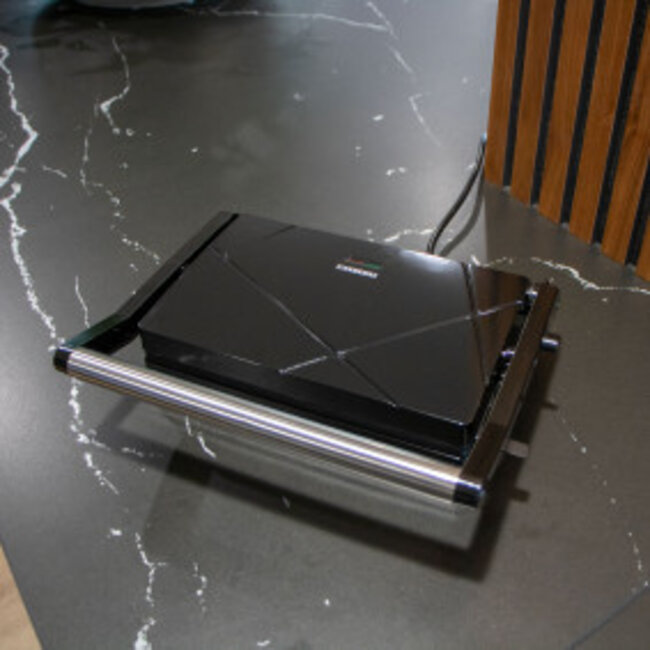 Panini grill en contactgrill met antiaanbaklaag en oververhittingsbeveiliging 1000W Zwart