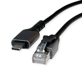 Value VALUE USB 3.2 Gen 2 Typ C zu Gigabit Ethernet Konverterkabel, schwarz, 2 m