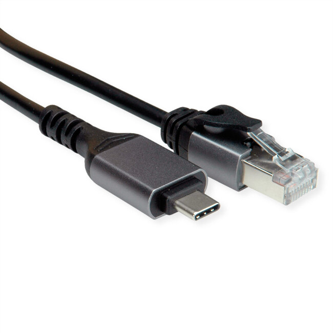 VALUE USB 3.2 Gen 2 Typ C zu Gigabit Ethernet Konverterkabel, schwarz, 2 m