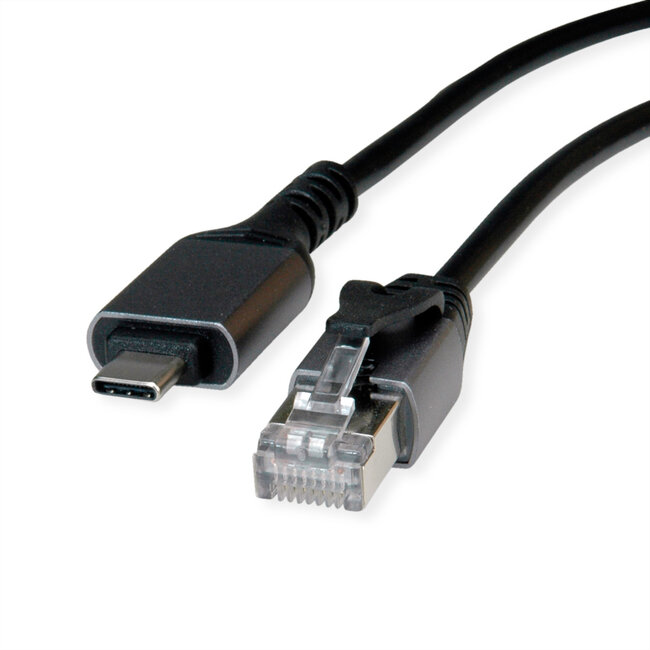 VALUE USB 3.2 Gen 2 Typ C zu Gigabit Ethernet Konverterkabel, schwarz, 1 m