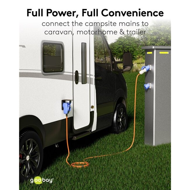 Camping stroomkabel met extra stopcontact | CEE 3-pins 230V/16A | 3x 2,50mm | IP44 | 1,5 meter