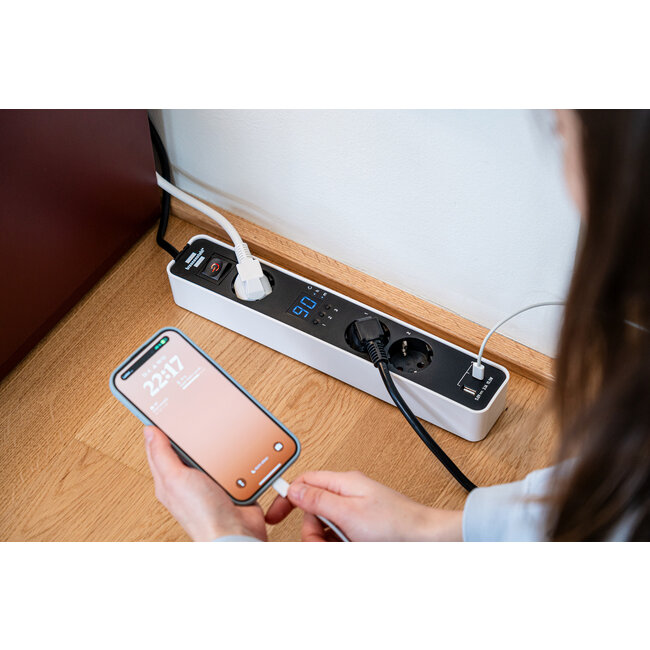 Brennenstuhl Ecolor Countdown Timer stekkerdoos | 3 contacten | USB-A + USB-C | 1,5 meter