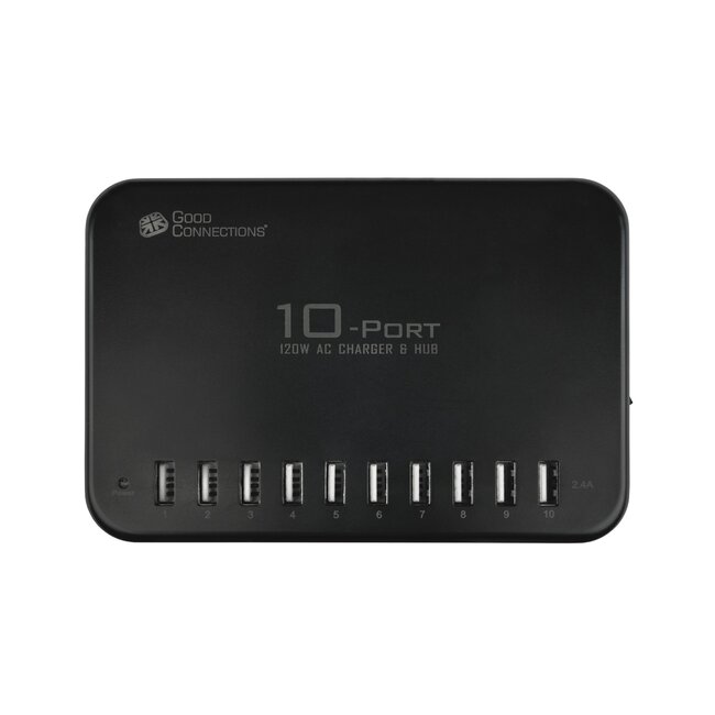Good Connections USB lader | 10x USB-A | 120W | zwart