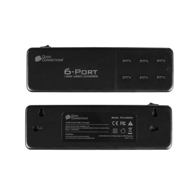 Good Connections USB lader | 6x USB-C PD | 120W | zwart