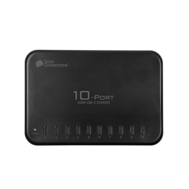 Good Connections USB lader | 10x USB-C PD | 200W | zwart