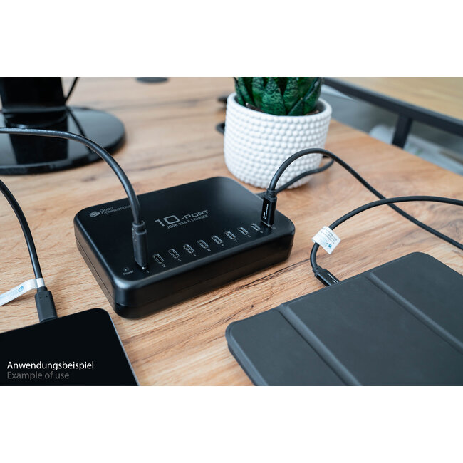 Good Connections USB lader | 10x USB-C PD | 200W | zwart