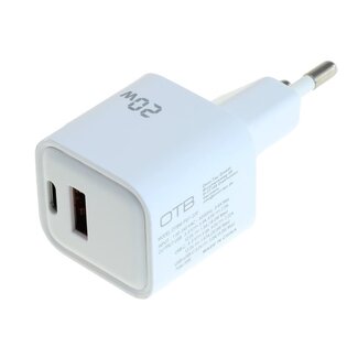 OTB OTB USB lader | USB-C PD + USB-A QC | GaN | 20W | wit