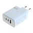 OTB USB lader | 2x USB-C PD + 1x USB-A QC | GaN | 65W | wit