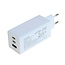 OTB USB lader | 2x USB-C PD + 1x USB-A QC | GaN | 65W | wit