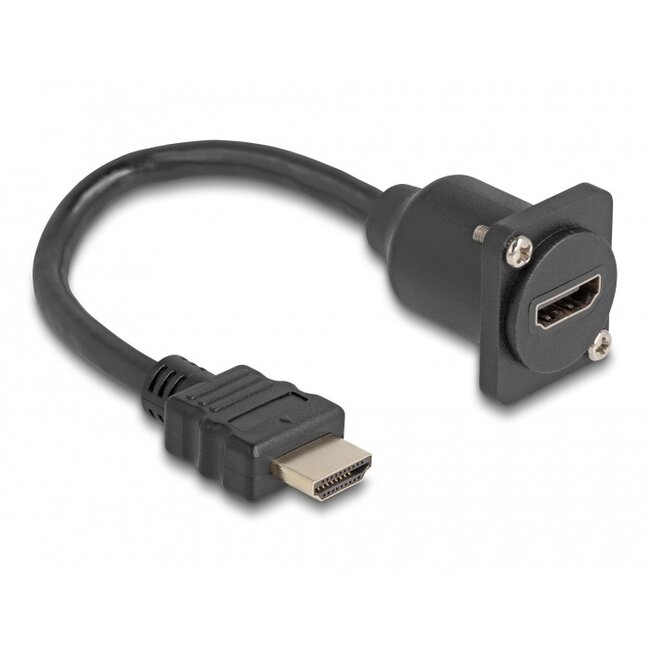 HDMI D-type module met HDMI (m) kabel | HDMI2.0 (4K 60Hz + HDR) | zwart | 0,20 meter