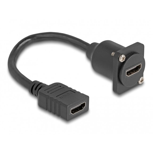 HDMI D-type module met HDMI (v) kabel | HDMI2.0 (4K 60Hz + HDR) | zwart | 0,20 meter