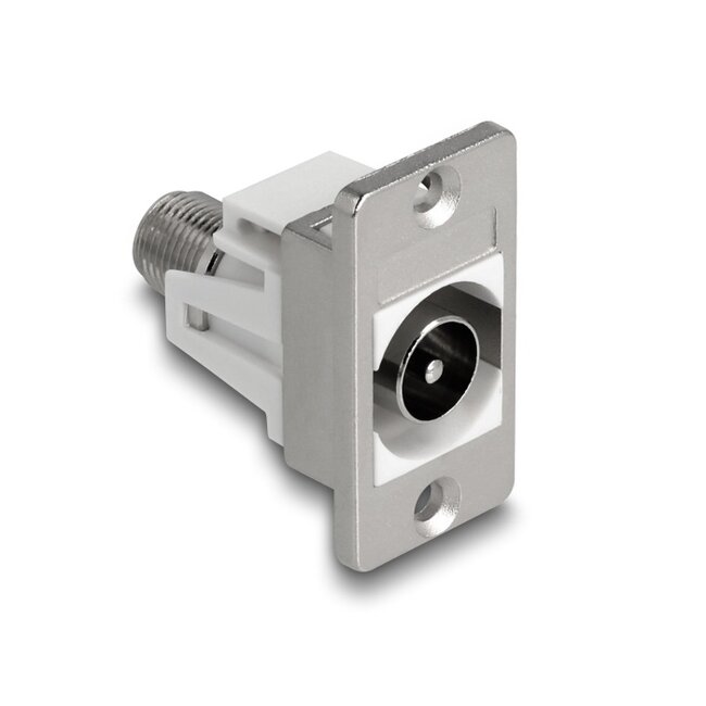 Delock Panel Mount IEC male to F female silver / white