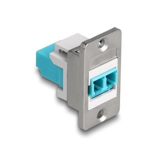 DeLOCK Delock Panel Mount LC Duplex female to LC Duplex female silver / white / aqua