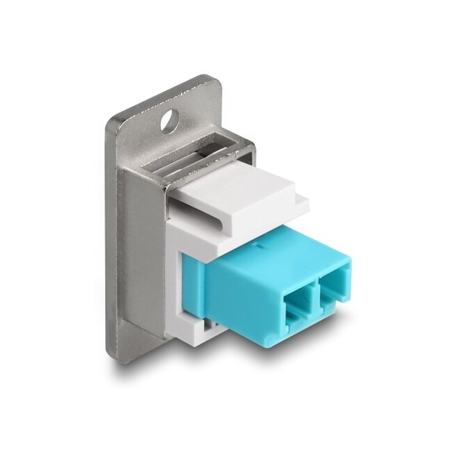 Delock Panel Mount LC Duplex female to LC Duplex female silver / white / aqua