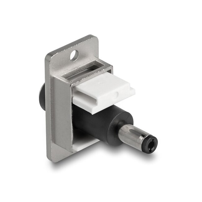 Delock Panel Mount DC 5.5 x 2.1 mm female to DC 5.5 x 2.5 mm male silver / white / black