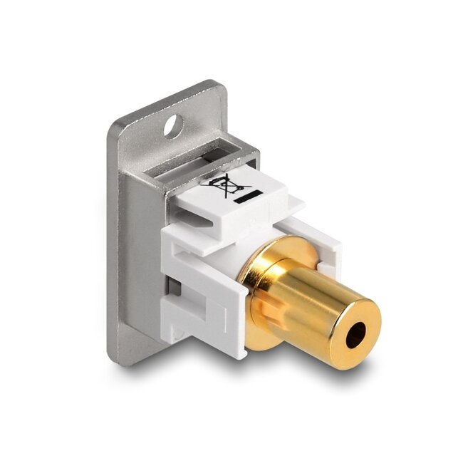Delock Panel Mount stereo jack female 3.5 mm 4 pin > stereo jack female 3.5 mm 4 pin gold plated silver / white