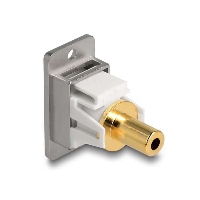 Delock Panel Mount stereo jack female 3.5 mm 3 pin to stereo jack female 3.5 mm 3 pin gold plated silver / white