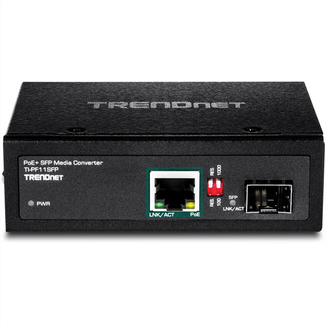 TRENDnet TI-PF11SFP Media Converter Industriële SFP naar Gigabit PoE+