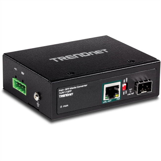 TRENDnet TI-PF11SFP Media Converter Industriële SFP naar Gigabit PoE+