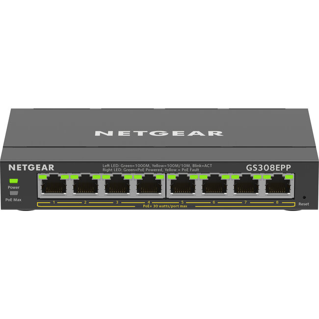 NETGEAR 8-Port Gigabit Ethernet High-Power PoE+ Plus Switch (GS308EPP)