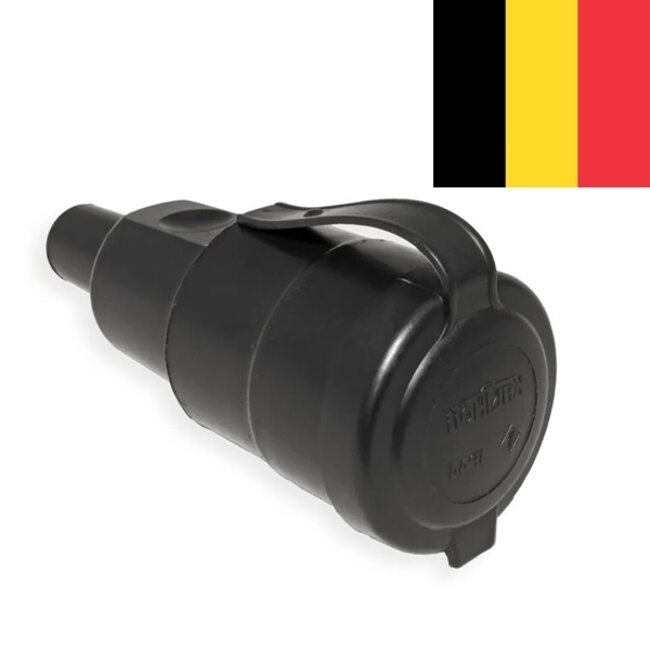 Bachmann CEE 7/5 geaarde stroomstekker | België/Frankrijk | Type E | rubber | IP44 | deksel